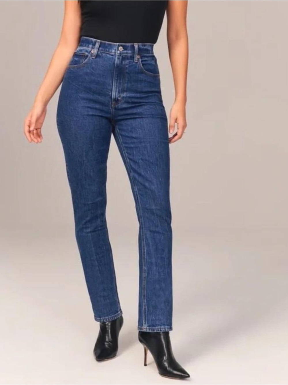 Abercrombie Slim Straight Ultra High Rise Dark  Wash Jeans